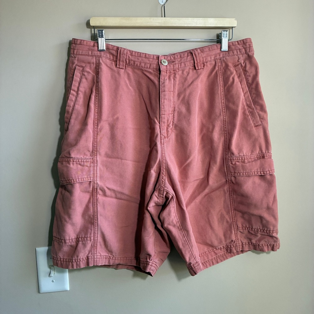 Tommy Bahama Relax Cargo Shorts 36 Salmon Pink Mens Tencel Cotton Blend